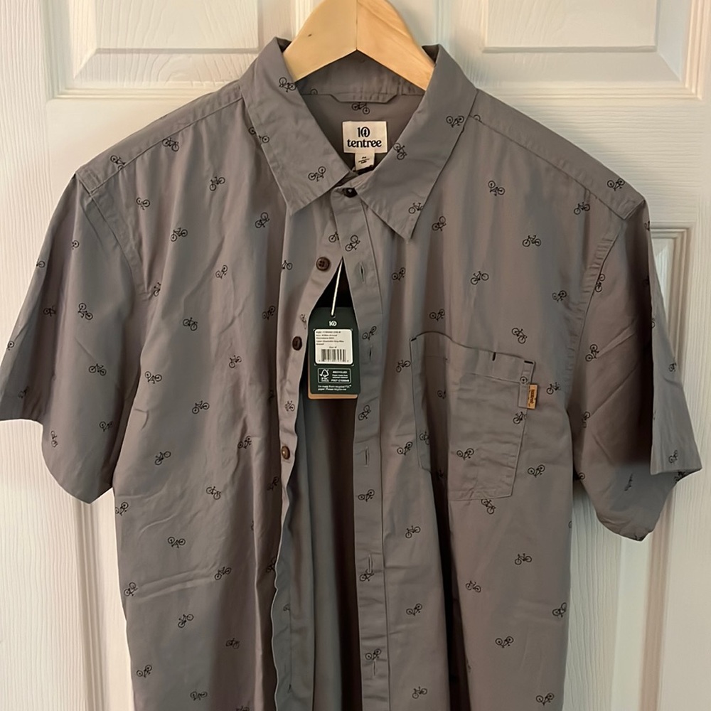 Ten Tree  NWT Mens Medium Button up Shirt Gray Medium